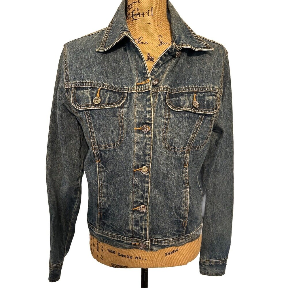 Vintage Denim Jacket Bill Blass Womens Size Small Boxy Crop Trucker Streetwear